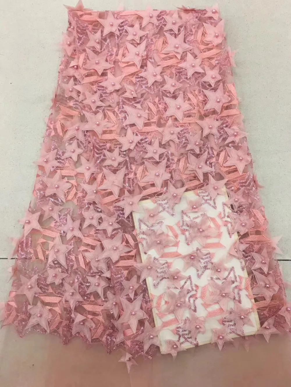 

2018 Latest Design Peach African Tulle Lace Fabric High Quality African Lace Fabric Mesh Lace Material For Bridal