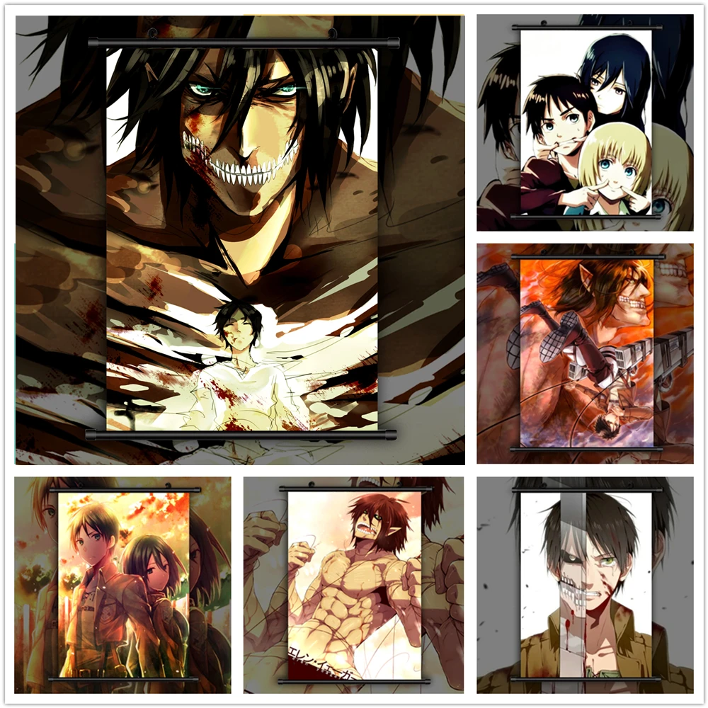 

Attack On Titan Eren Jaeger Anime manga wall Poster Scroll D