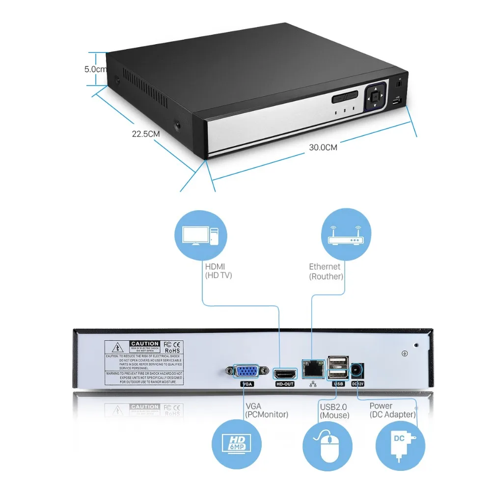 Видеорегистратор BESDER H.265 16 каналов 5 Мп NVR DVR ONVIF P2P XMEye сетевой видеорегистратор 1 SATA