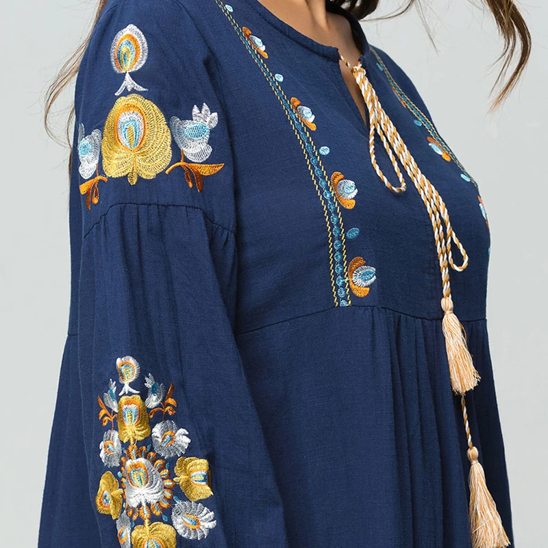 Vestido ОАЭ абайя, кафтан Дубаи Бангладеш Турция Женщины хиджаб с вышивкой мусульманское платье jilbaw халат Турецкая мусульманская одежда