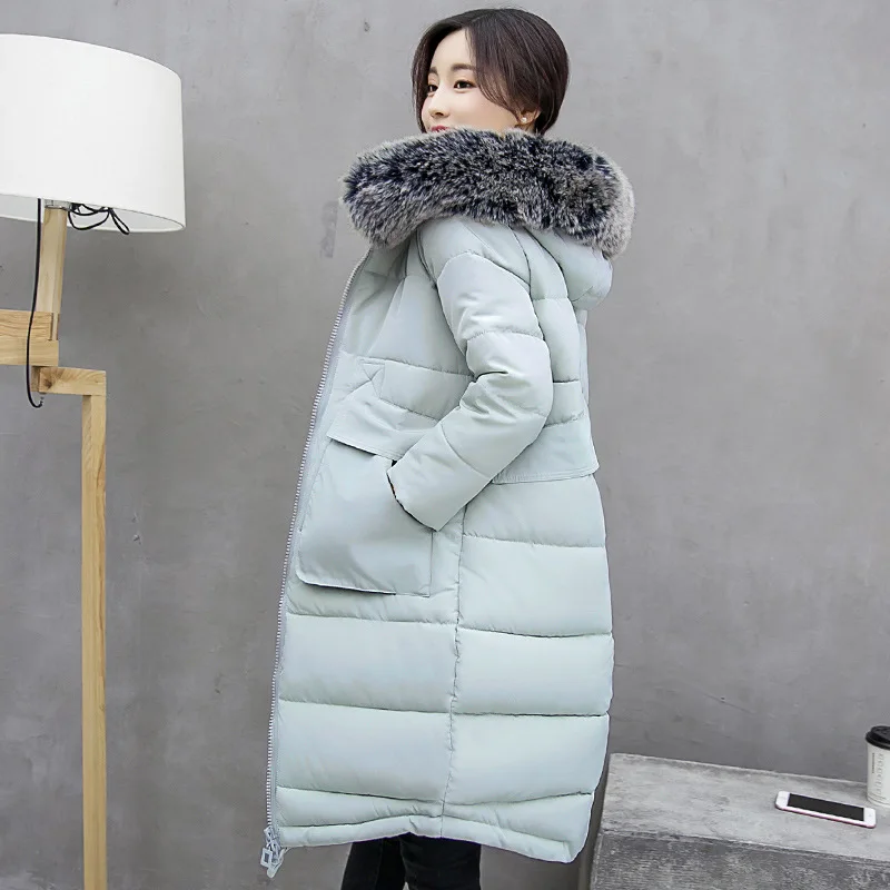 

Top Quality New 2016 Winter Jacket Women's Cotton Down Parka Fashion Large Fur Collar Hooded Thickening Slim Coats Parkas Mujer