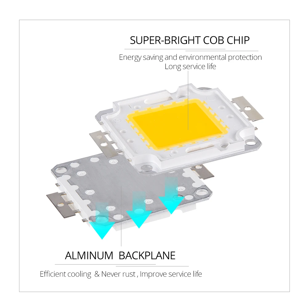 COB светодиодный чип 10 Вт 20 Вт 30 Вт 50 Вт 100 Вт светодиодный чип с бусинами для прожектора садовый квадратный DC 9-12 в 30-36 в Интегрированный Светодиодный светильник