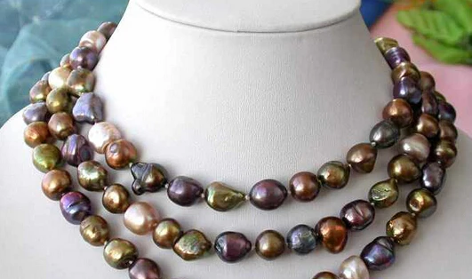 

ddh003149 50" 11MM BLACK COFFEE PINK bronzy BAROQUE FRESHWATER PEARL NECKLACE