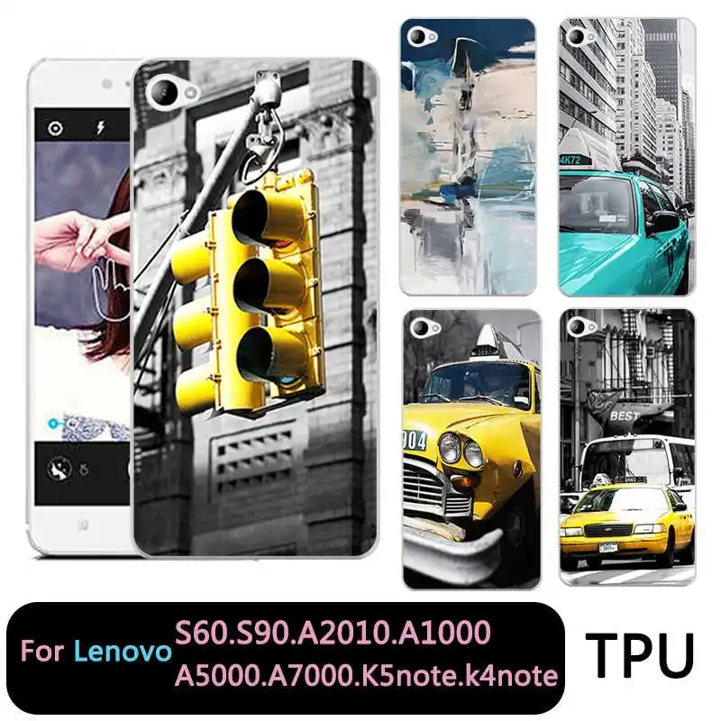 

QMSWEI Soft TPU Clear Phone case For Lenovo S60 S90 A2010 a1000 a5000 A7000 k5note k4note k3note Soft Car Taxi Boat Ship Cover