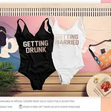 Девичник вечеринка Свадьба выпивка Жених Цельный купальник пляжный костюм для купания и плавания Летняя Сексуальная Команда Женская пляжная одежда