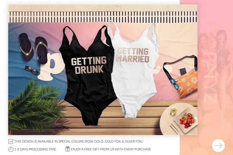 

Bachelorette Party Wedding Getting Drunk Married One-Piece Swimsuits Beach Bathing Swim Suit Summer Sexy Team Women Beachwear