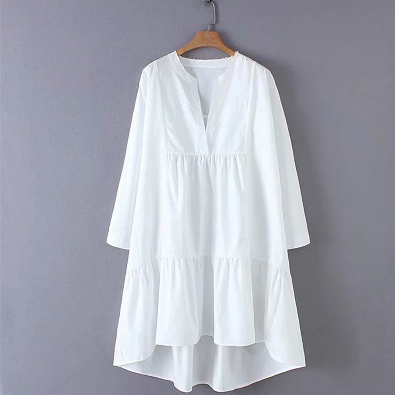 

Dress Women Casual Long Sleeve Cotton Linen Dress Oversize Loose Pockets Tunic Dress Women