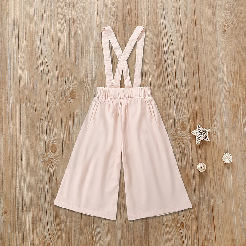 Широкие брюки; Повседневная летняя одежда с открытой спиной для маленьких детей; новейшие детские комбинезоны; однотонные комбинезоны для малышей