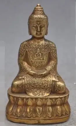 

S5432 Tibet Buddhism Temple Copper Bronze Sakyamuni Amitabha Tathagata Buddha Statue