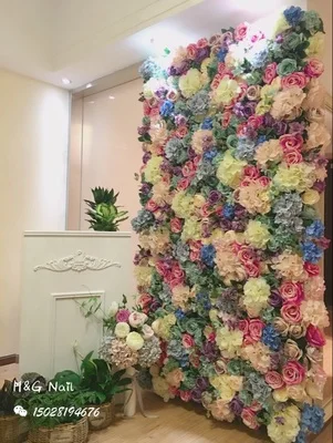 

6.5ft x 6.5ft high quality very dense artifical silk rose wedding flower wall luxury flower backdrop Wedding props