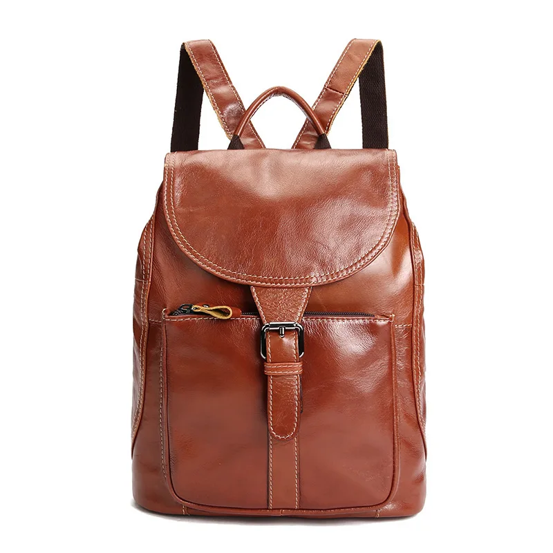 

Oil and wax women's duplex leather bag travel knapsack fashion casual head bag.