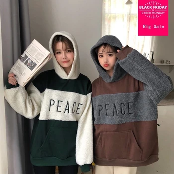 

2019 Spring Plus size Harajuku cartoon letters pattern Hoodies Sweatshirt Women's warm velvet Sweatshirt wj1935 drop shipping