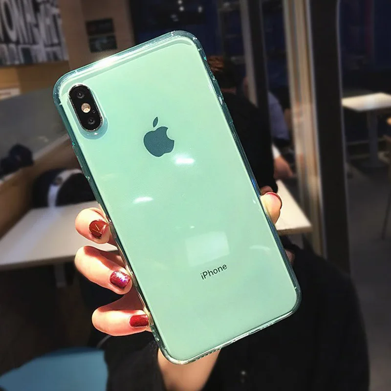 Soild Candy Color Anti-knock Transparent Phone Case For iPhone 11 X XS 6 6S 7 8 Plus Soft TPU Colorful Protection Back Cover Soild Candy Color Anti-knock Transparent Phone Case For iPhone 11 X XS 6 6S 7 8 Plus Soft TPU Colorful Protection Back Cover