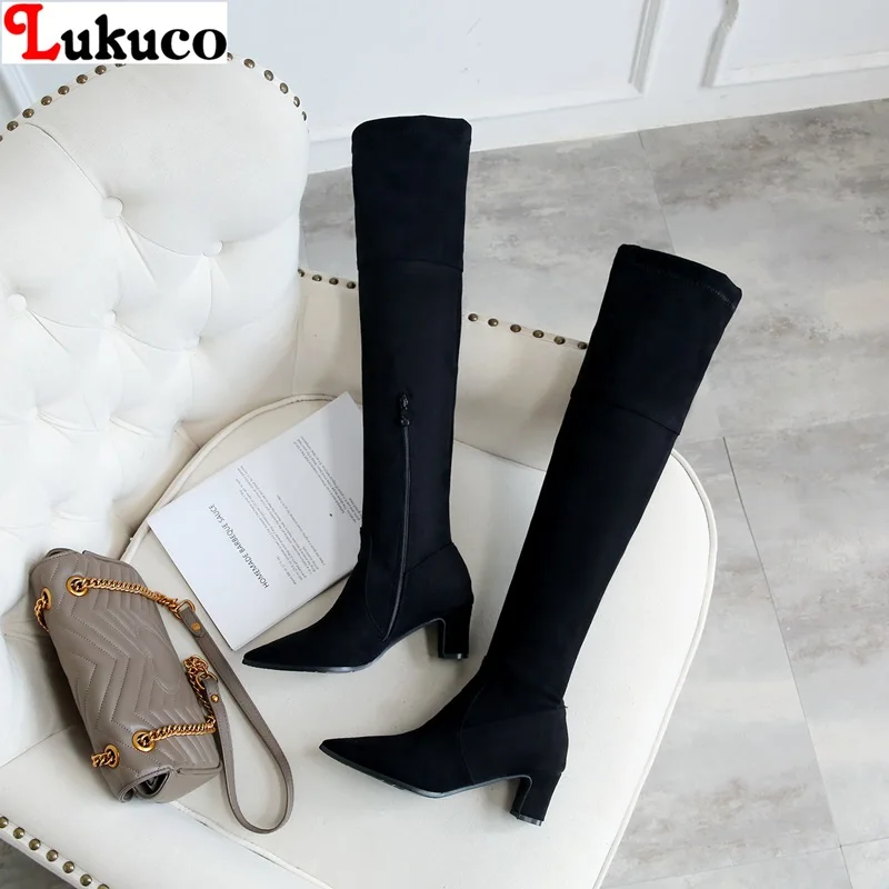 

Lukuco Riding Boot Large Size 41 42 43 44 45 46 47 48 Short Plush Botas Over The Knee Women Boot Handmade Warm Plush Shoes Woman