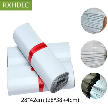 

big size 28X42cm White Poly Self-seal Mailbags Plastic Courier Destructive Poly Mailing Plastic Bags Express Mail Bag 500pcs