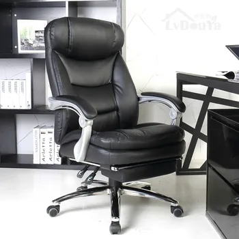 

High-grade Computer Chair Home Office Chair Simple Reclining Boss Chair PU Swivel Rotating Lift Executive Silla Seat Footrest