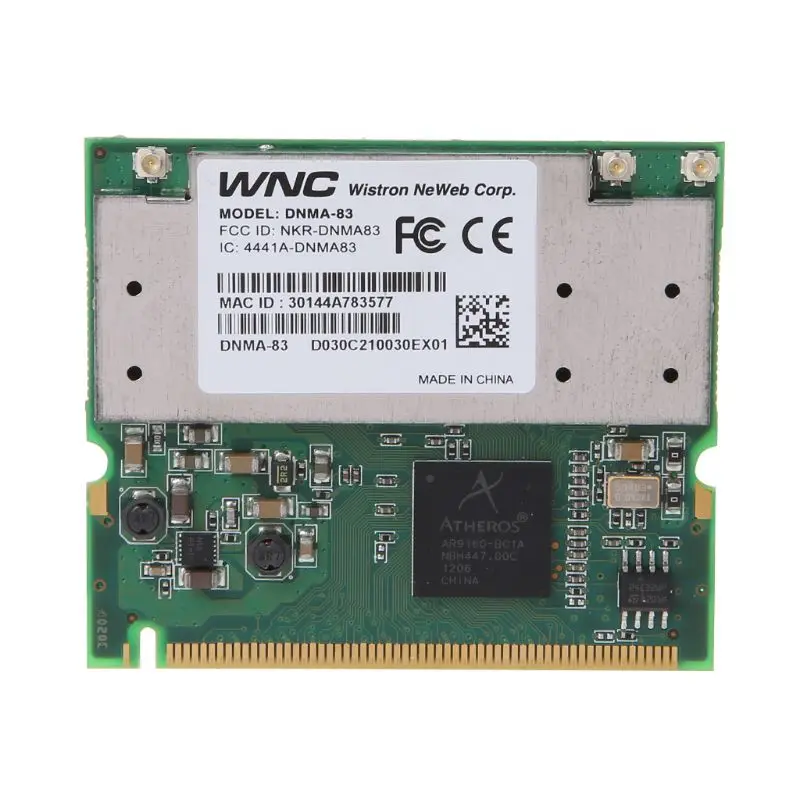 

Wireless Adapter Card for Atheros AR9160 Wi-Fi WLAN 802.11a/b/g/n MINI PCI DNMA-83 3X3 Wifi Network Card
