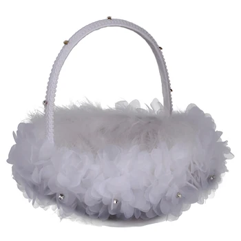 

Wedding Flower Candy Bride Basket Feather Girl Basket for Wedding Ceremony Party Decoration