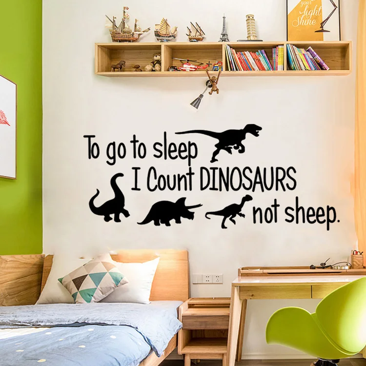 To go to sleep I count динозавры не Овцы стикер на стену для детей оформление стен комнаты художественные Переводные обои наклейки для украшения дома