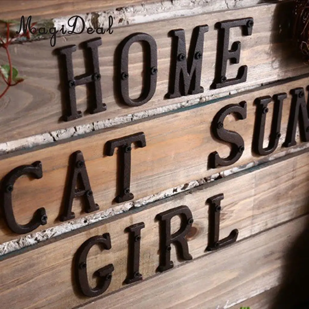 2pcs Cast Wrought Iron Black Antique House Door Number Signs Digits Sticker Plate 1 3