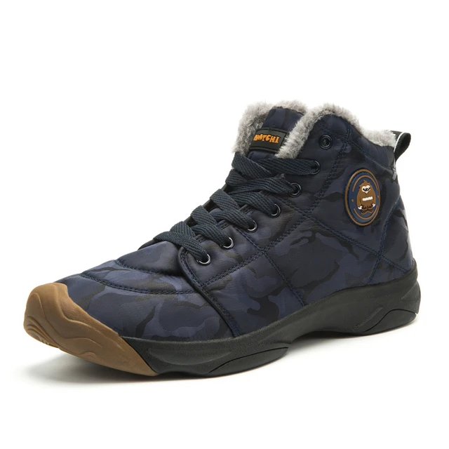 Christmas Snow Boots Winter Shoes Man Waterproof Hiking Shoes Cotton Sneakers Men Spring Hair Trainers Anti Skid Ankle Boots