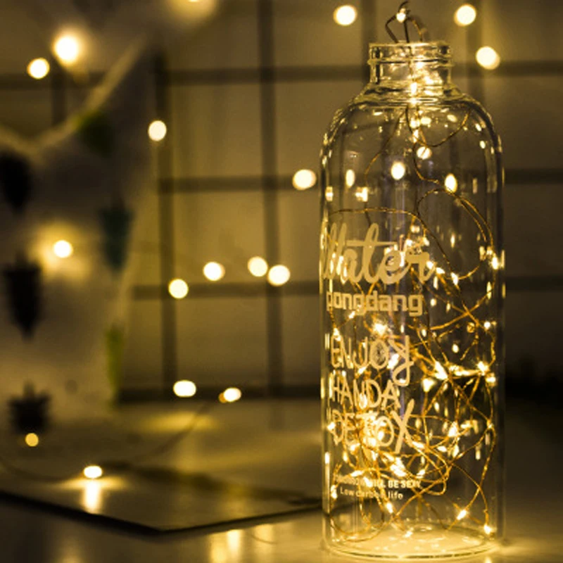 

1/2/5/10M LED Copper Wire String Lights Christmas Fairy Garland Lights Battery Operated For New Year Wedding Party Decoration