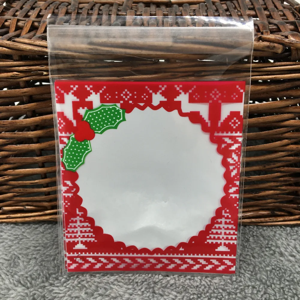 50pcs/lot Red Christmas Cookie Bag,Bakery Gift Packing Bags,Candy Bags