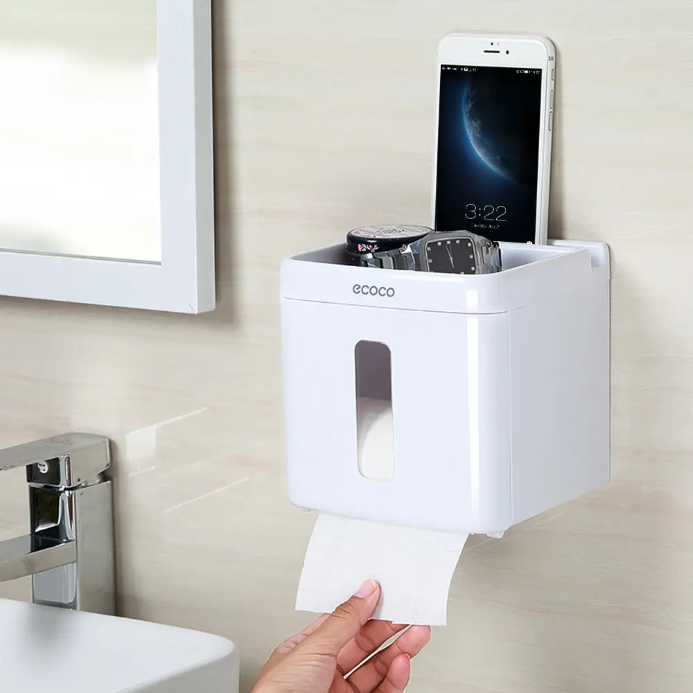 

Tissue Box Roll Paper Case for Bathroom Toilet Paper Box Plastic Tissue Box Toilet Roll Holder Phone Holder Storage Box