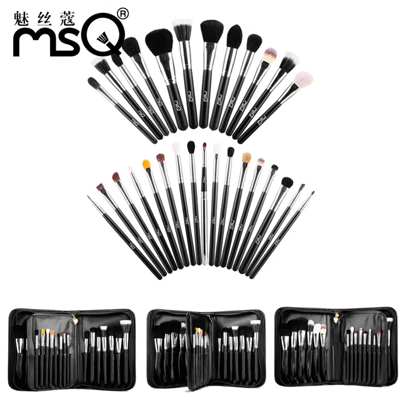 

MSQ Professional Makeup Brushes Set 29pcs Animal Hair Foundation Powder Eyeshadow Make Up Brush Kit With PU Leather Case