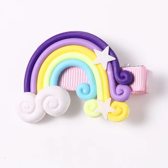 Новинка; милые разноцветные заколки для волос в виде Смоляного облака, леденца, радуги; Детские милые заколки для волос; заколки; повязка на голову; Детские аксессуары для волос - Цвет: purple rainbow
