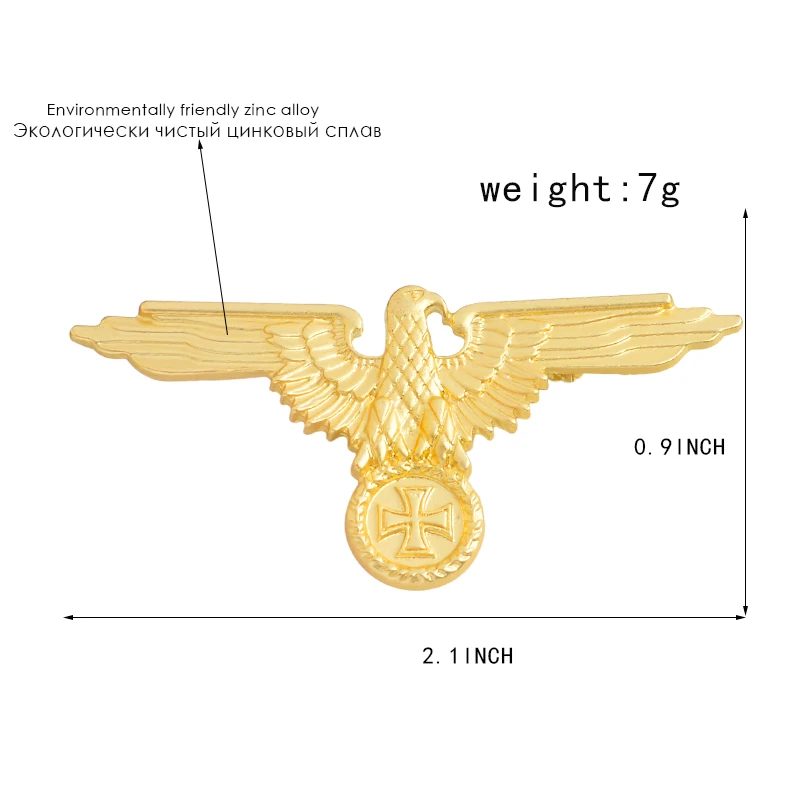 Немецкая Военная Крестовая брошь с орлом на кнопке, значок на булавке, высокое качество, золото, серебро, Кепка на лацкане, подарок для военных фанатов
