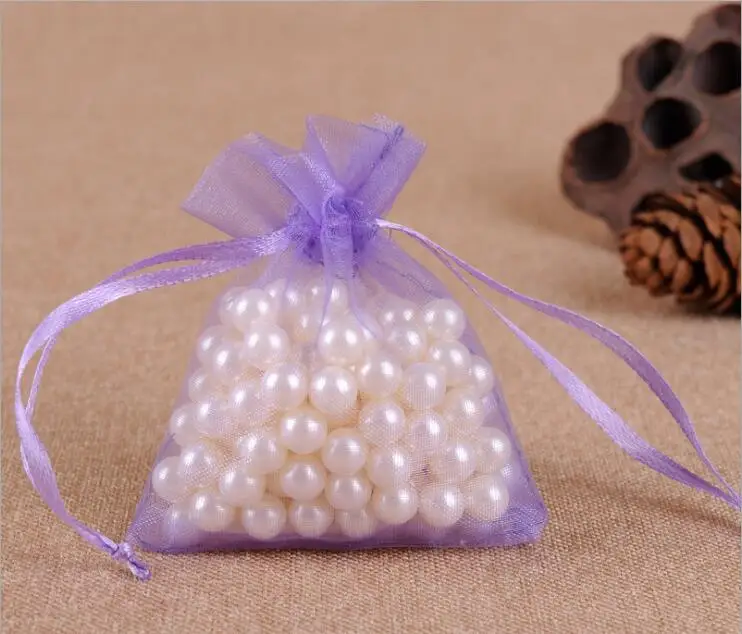 Household 50pcs/lot 7x9 cm Drawable White Small Organza Bags Favor Wedding Christmas Gift Bag Jewelry Packaging Bags Pouches - Цвет: Violet - Light Purpl