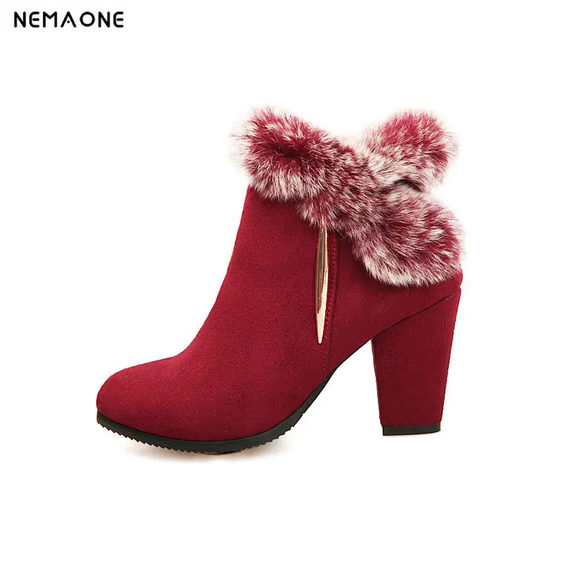 New high Heels women ankle snow boots sexy fur ladies boots winter warm ...