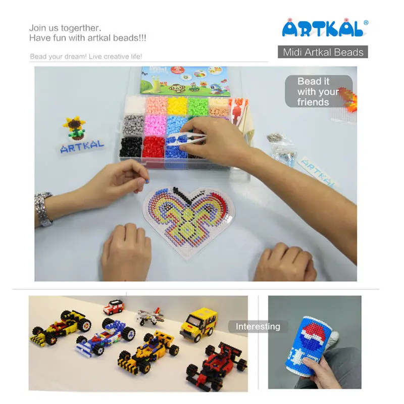 Artkal предохранитель бусины 19 видов цветов коробка набор с Pegboards Хама DIY наборы CR19|set