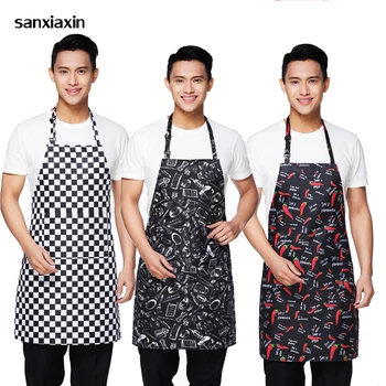 

Wholesale Unisex Restaurant Kitchen Apron Adjustable Half Body Adult Apron Striped Hotel Chef Waiter Short Kitchen Cooking Apron