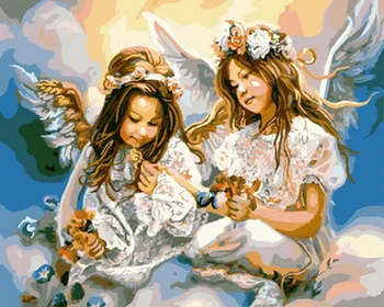 

Frameless oil painting by numbers paint by number for home decor canvas painting 4050 angel twins