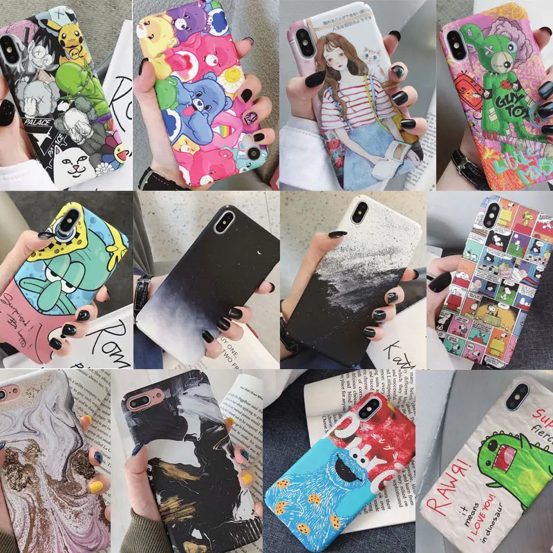 

Fashion Hot Cute Cartoon Comic Pattern Phone Case For iPhone 6 7 8 Plus X Xs Xr Xsmax Cases Hard PC Matte Back Cover Coque