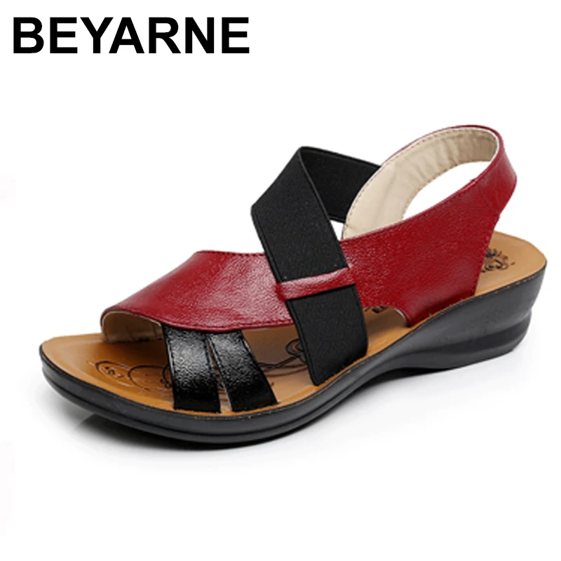 

BEYARNE Summer New Woman Soft bottom middle-aged Sandals Fashion comfortable mother sandals large size women's shoes 40
