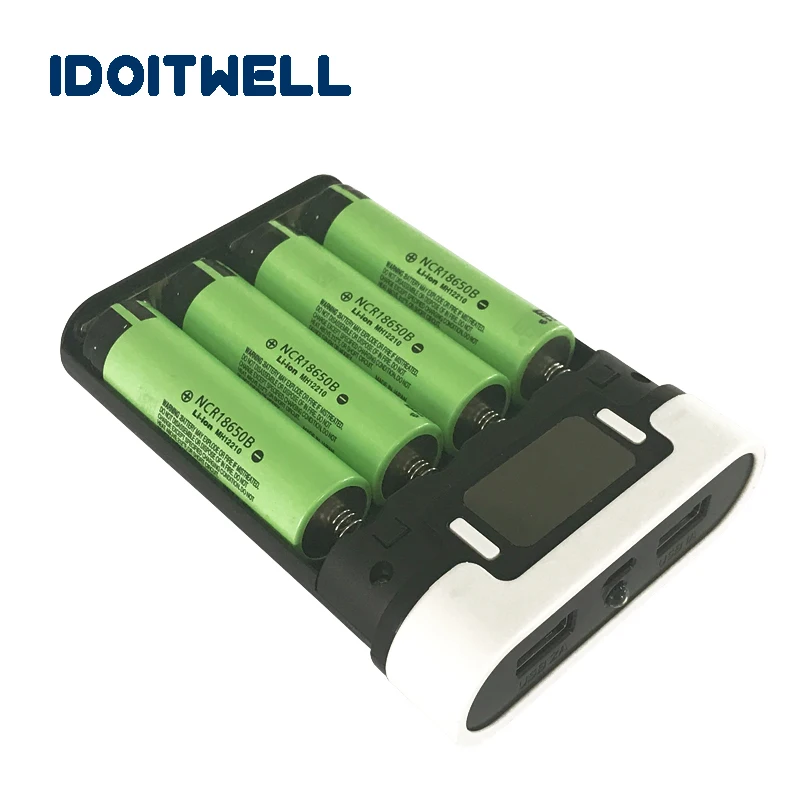 

Dual USB power bank case 18650 Battery Charger BOX DIY Anti-reverse Power Pover Bank 4X 18650 charger box with capacity display