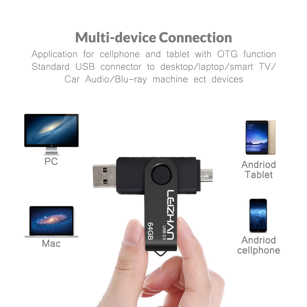 LEIZHAN 128 Гб OTG USB флеш накопитель 64 ГБ Micro Pendrive 32 16 8 4 карта памяти компьютер