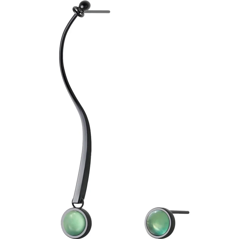 

1Pair S925 Silver Green Stone Irregular Drop Earrings Fashion Charm Asymmetrical Earrings Women Earrings Jewelry Wholesale
