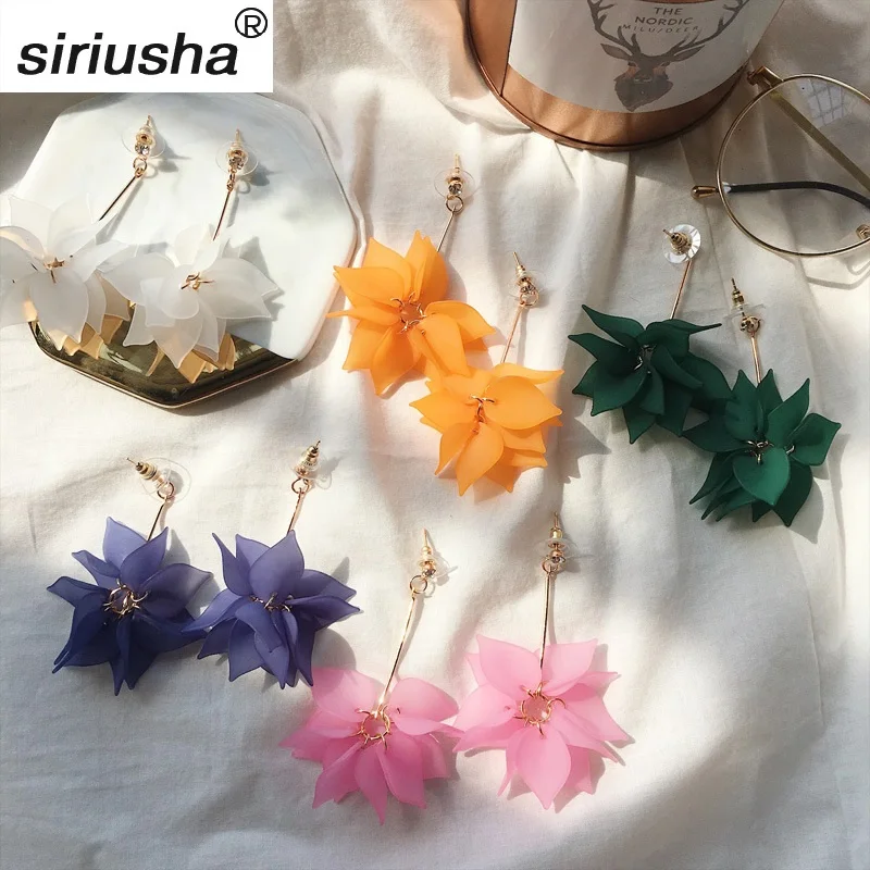 

Lotus Flower Petal Tassel Earrings Fashionable Lady Simple Factory Supply Enough Fresh Little Girl Wholesale Sales Handmade S079