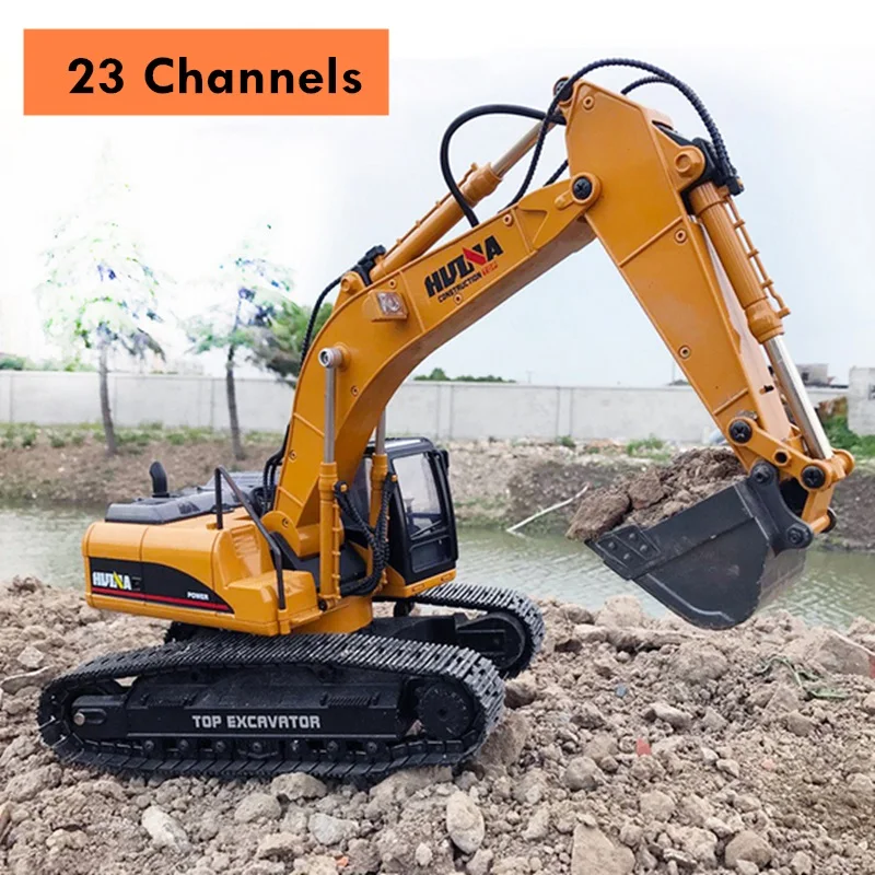 1:14 HUINA 580 Big RC Excavator Full Alloy Truck 23CH 2.4G Remote Control Car Digger CaterpillarEngineering vehicle Toy for Boys 4