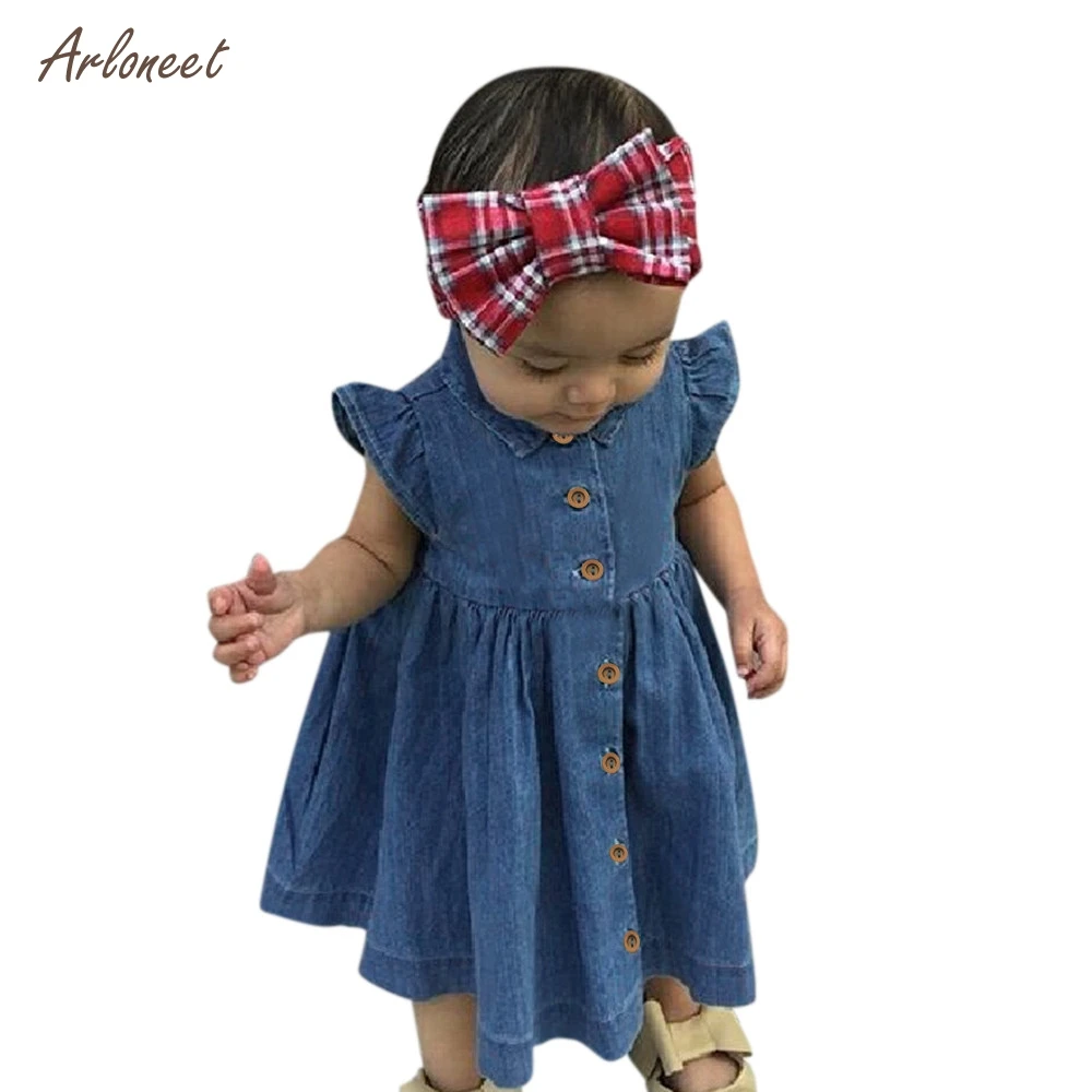 Baby Denim Romper Toddler Girls Denim Dress Suspender Denim Skirt