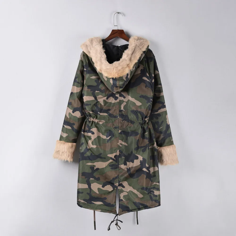 CHAMSGEND, женская зимняя куртка из искусственного меха, парка, пальто с капюшоном, рыбий хвост, длинные рукава, пальто, женская армейская зеленая хлопковая куртка, Se14