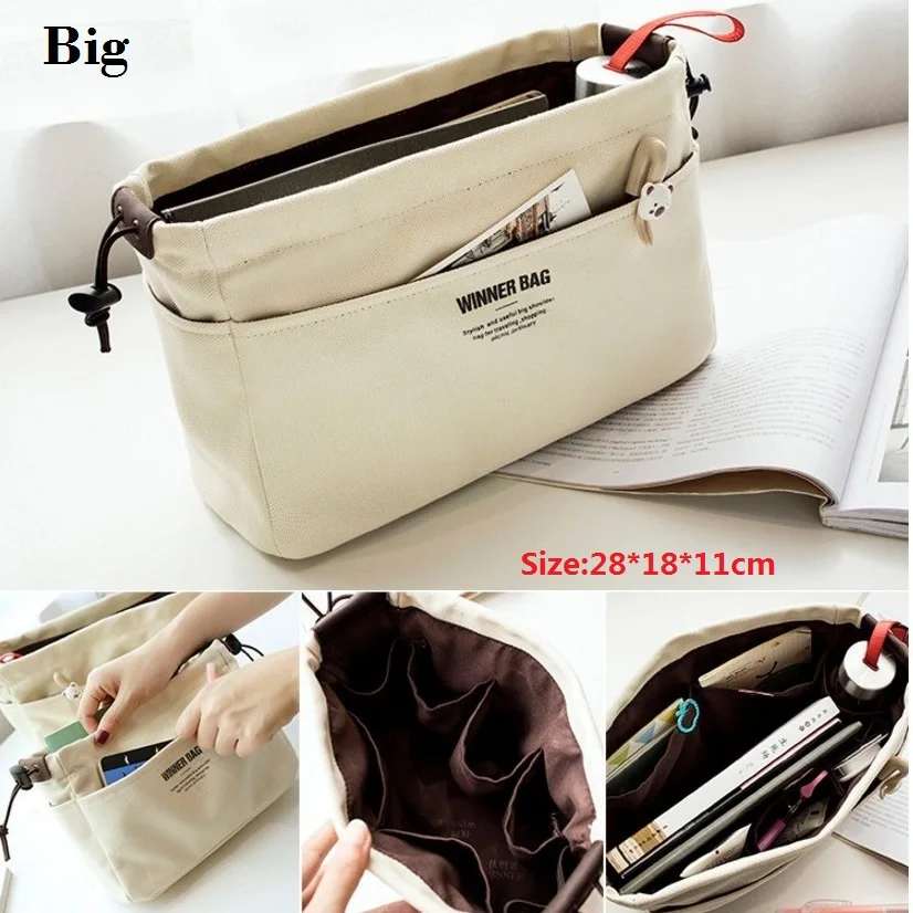 Canvas Purse Organizer Bag Organizer Insert with Compartments Makeup Organizer Handbag organizador trousse maquillage femme Canvas Purse Organizer Bag Organizer Insert with Compartments Makeup Organizer Handbag organizador trousse maquillage femme