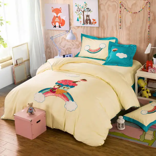 rainbow kids bedding double bedding cartoon rainbow kids applique embroidered bedding sets twin full queen size 100 cotton coverlets bedclothes rainbow kids bedding double bedding cartoon rainbow kids applique embroidered bedding sets twin full queen size 100 cotton coverlets bedclothes