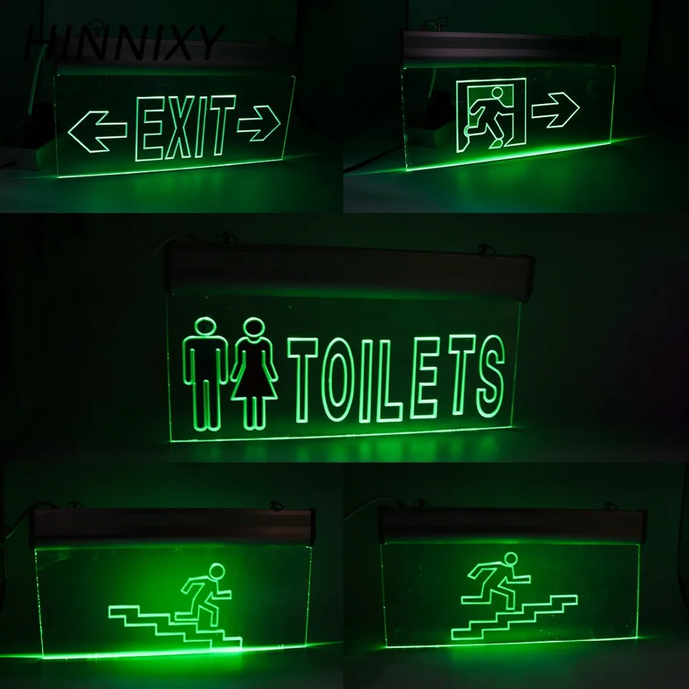 

Hinnixy LED Acrylic Fire Safety Emergency Exit Lights Stairs Toilet Pilot Lamp AC220V 2W IP30 Wall Lamps With Battery Powered