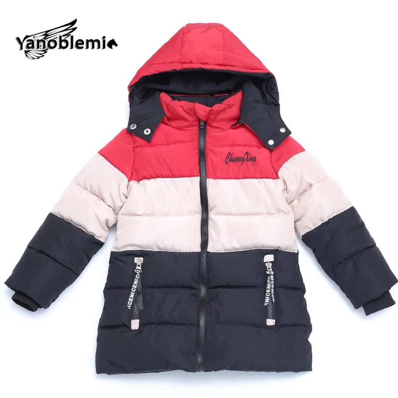 

Winter Jacket For Boy Long 3 New Color Hooded Coats Big Boys Parkas Children's Cotton Zipper Casual Clothing Boy Down Jackets