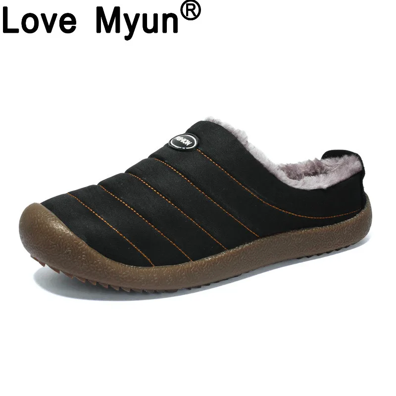 

2019 Winter Men Shoes Plush Men Slippers Fleece Warm Fur Thicken Cotton-Padded Home Slipper Indoor Flat Shoes Big Sizeio0
